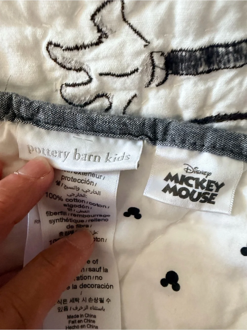 Pottery Barn Kids Mickey Mouse Quilted Crib Blanket - White and Black